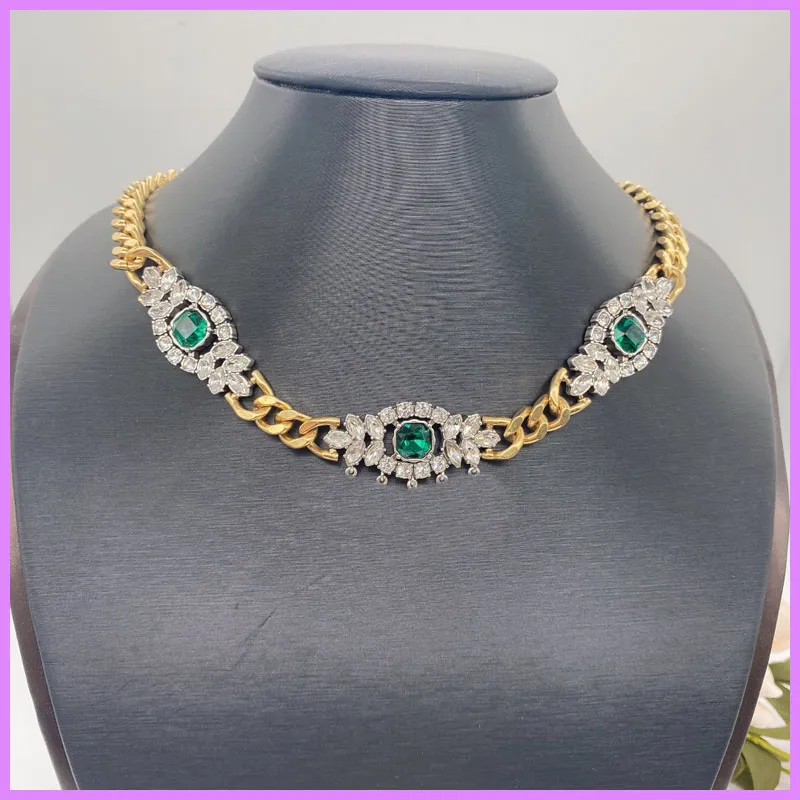 Collar retro de las mujeres con diamantes collares para mujer joyería de diseño letras damas al aire libre para accesorios de fiesta de alta calidad D224181F