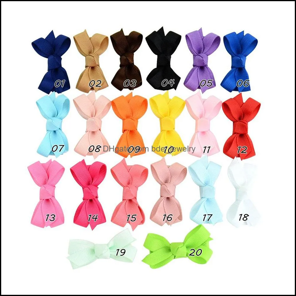 Baby Infant Bow Hairpins Small Grosgrain Ribbon Bows Hairgrips Girls Solid Whole Wrapped Safety Hair Clips Kids Hair Accessories KFJ27