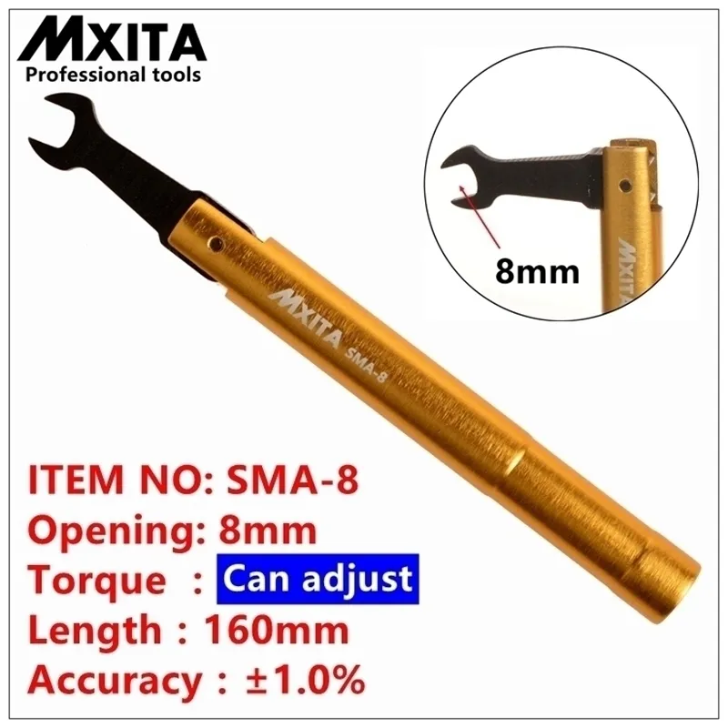 Mxita SMA Drehmomentschlüssel RF-Anschlussöffnung 8 mm Elektrokommunikation Koax-Adapter-Konverter Gerader vergoldeter Schraubenschlüssel Y200323