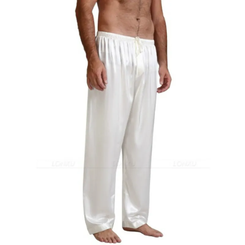 Homens de calça de sono masculino de cetim de seda de seda pijamas calças calças de lounge sono casual mansleepwear 201109
