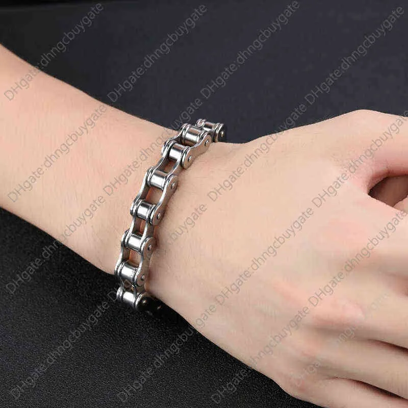 Mode Mannen Roestvrijstalen Motorfiets Fietsketting Armband Bangle Sieraden Gift