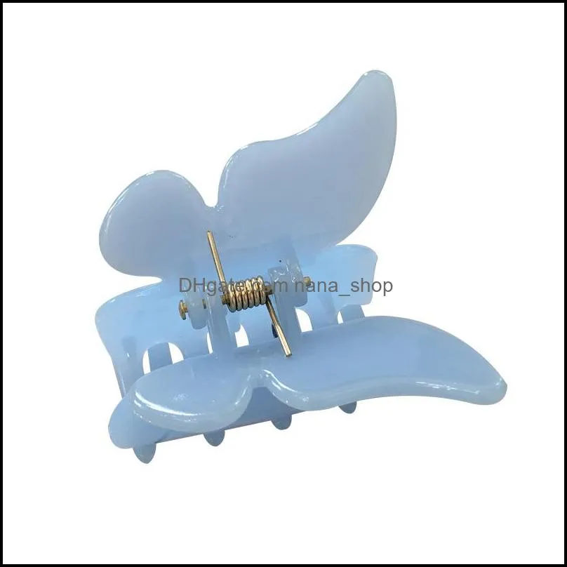 Clamps Hair Jewelry Length 5 Cm Women Scrunchies Butterfly Shaped Solid Color Medium Size Plastic Claw Clips Dhzds2048