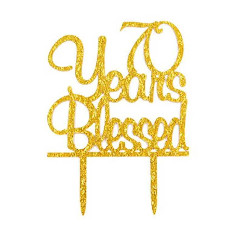 Other Festive & Party Supplies Custom Age Happy Birthday Cake Topper 70 Years Blessed Acrylic 70Th Anniversary DecorationOther