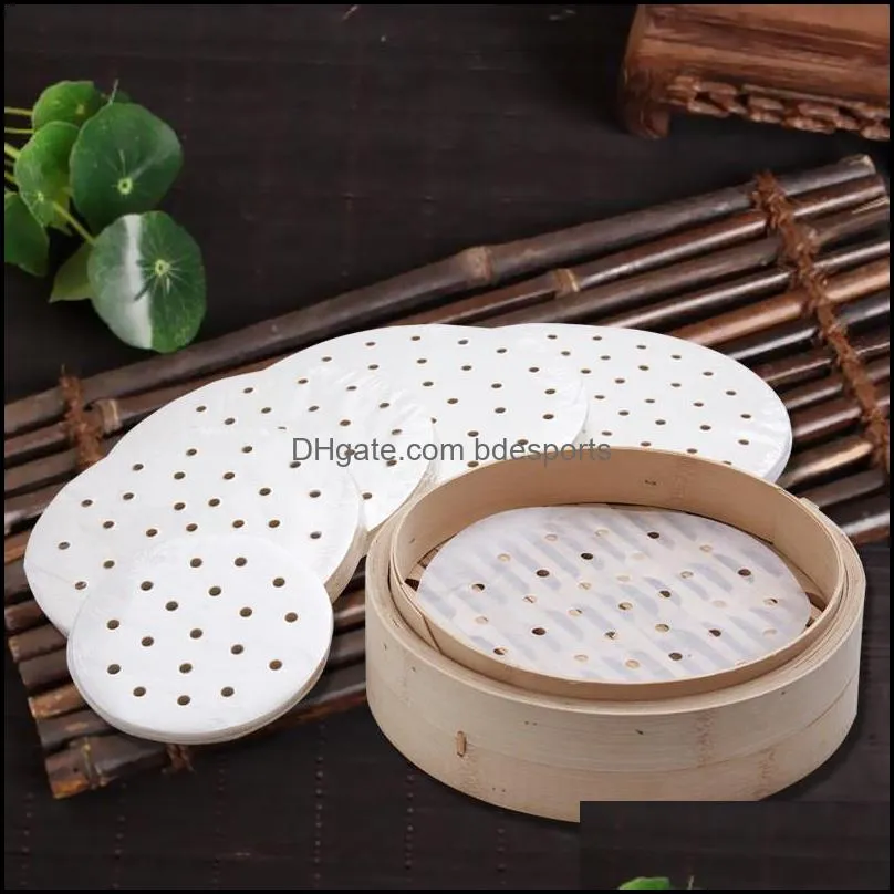 400 Pcs/Lot Bambou Vapeur Vapeur Papier Libération 16 Taille Légumes Dim Sum Pot Antiadhésif Cuisson Pan Liners Lx0814 Drop Delivery 2021 Pastr