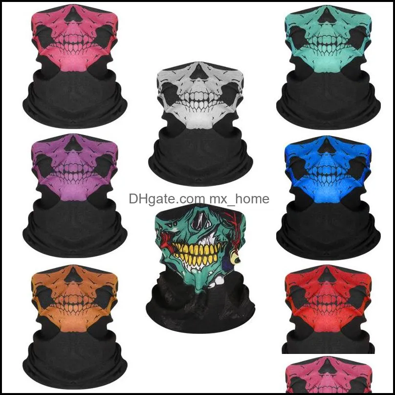 skull bandanas magic seamless bandana headscarf face mask scarf halloween ride bandanaghost scarf neck hiking scarves balaclava masks