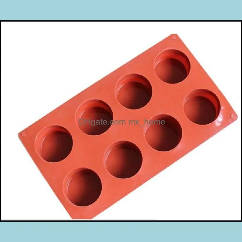 8 Holes Round Silicone Cake Mold 3D Handmade Cupcake Jelly Cookie Mini Muffin Soap Maker DIY Baking Tools XB1