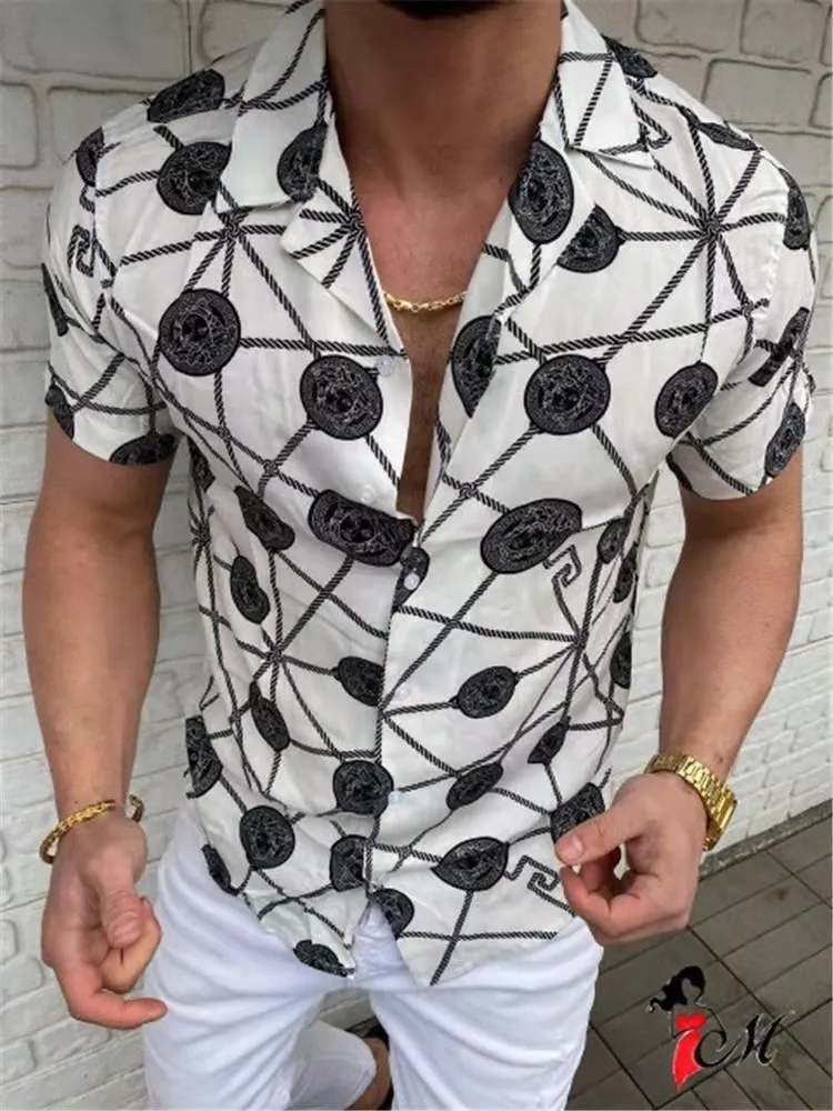 Men camisas casuais imprimindo havaí manga curta blusa estampa de streetwear lapeel verão ao ar livre de moda solta