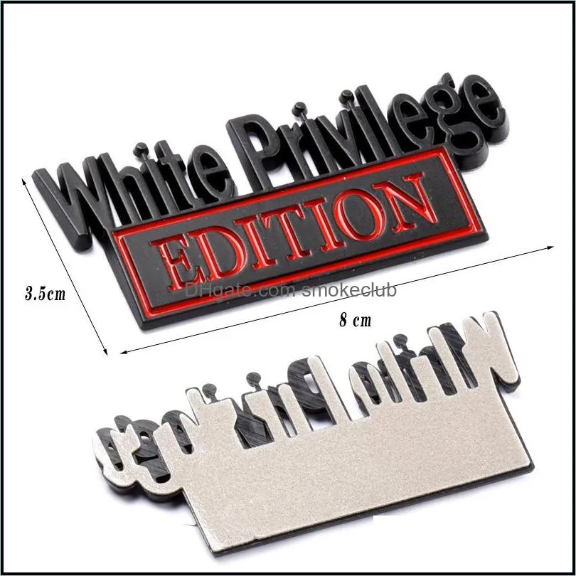 White Privilege Edition Car Plastic Sticker Decoration 4 Styles RRA11030