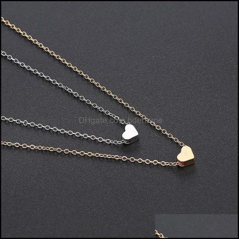  fashion design love heart pendant necklace for women simple classic gold silver copper chain necklace chokers party wedding