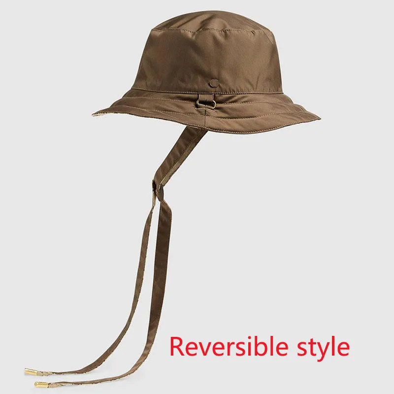 Mens Multicolour Reversible Canvas Designer Bucket Hat With Strap Fashion Designers Caps Hats Women Summer Fited Bonnet Beanie Casquet Gqog