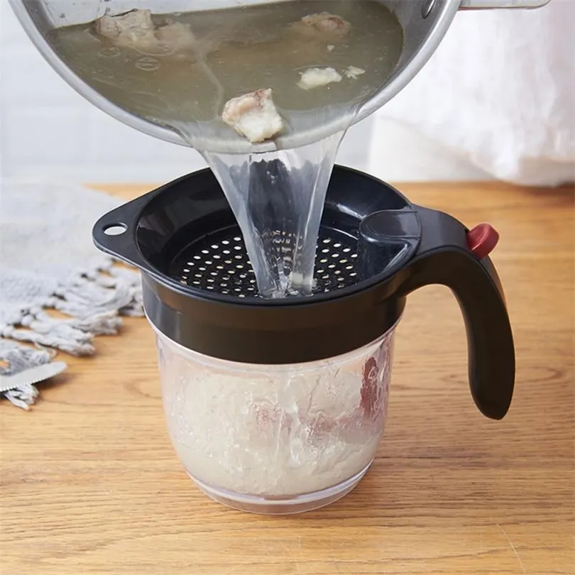 Séparateur de graisse pratique de 1000ML, libération par le bas, sauce, huile, soupe, séparateur de graisse avec passoire, bol de filtre, outils de cuisine, outils de cuisine T306r