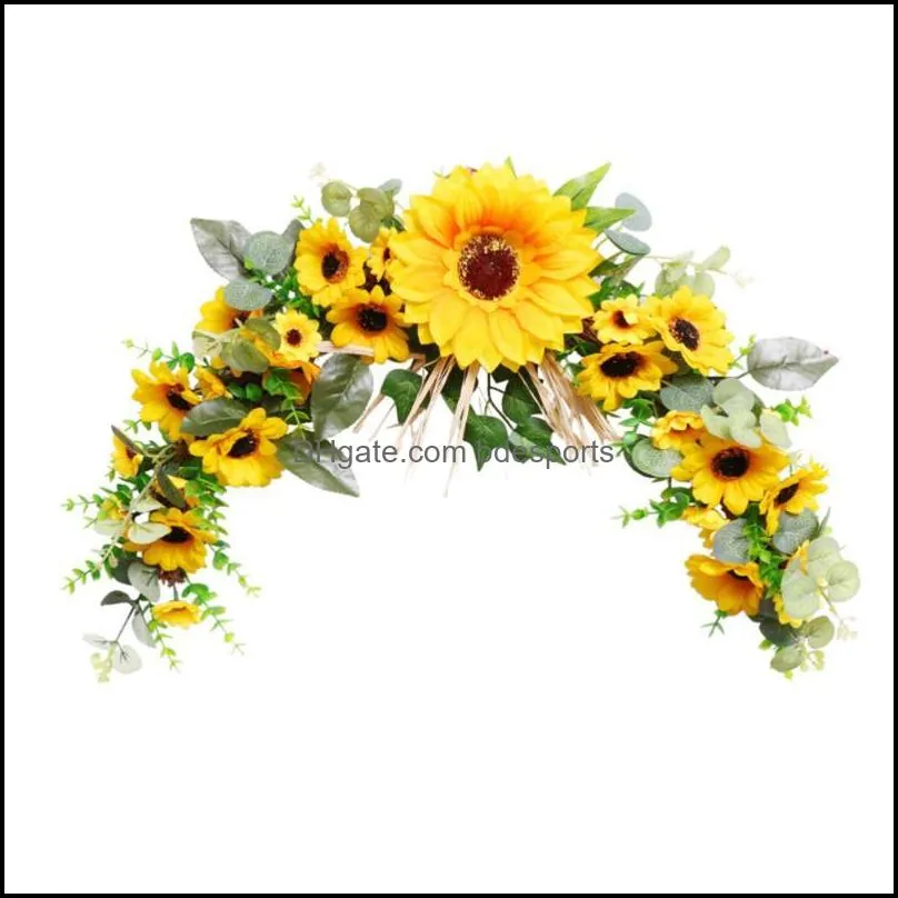 Decorative Flowers & Wreaths 1 Pc Artificial Sunflower Garland Decor Wall Wreath Creative Hanging Ornament