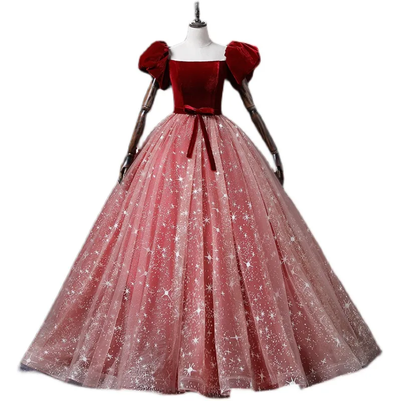 medieval princess dress short Vintage / Retro Medieval Gothic Red Black Short Prom Dresses 2021 A-Line / Princess Square Neckline 3/4 Sleeve Zipper Up Lace Tulle Prom Formal