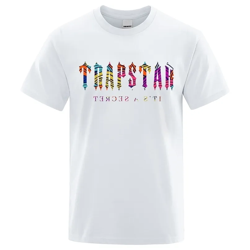 Trapstar London tshirt nasure men summer oneck Short Sleeve Pregestable Aweshwear Streetwear Soft Cotton Tops Male 220623