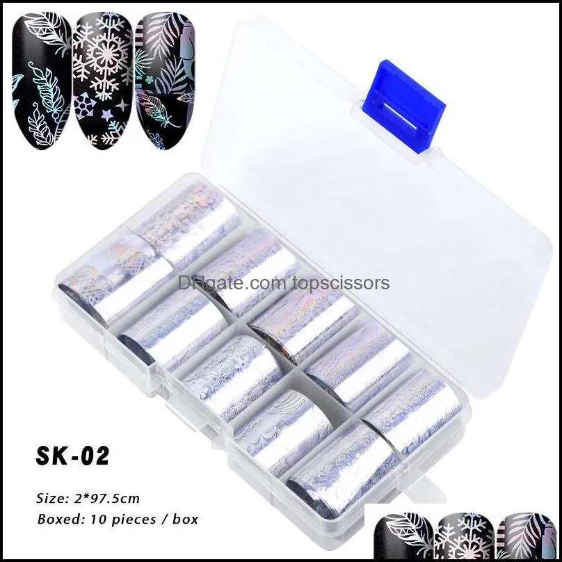 NA060 10pcs/set nail art sticker Nail Foil Laser Design nail sticker 15 Styles Sky Star Decal Manicure Decoration DIY