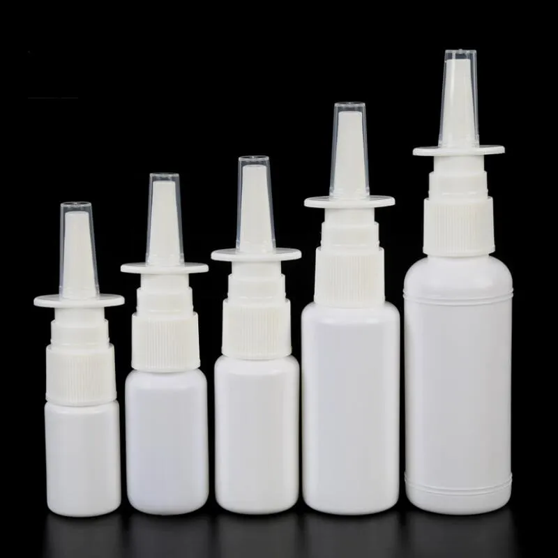 Bouteilles de pulvérisation nasale Atomiseur vide 10 ml, 20 ml, 30 ml, 50 ml Récipient oral médical en plastique rechargeable blanc