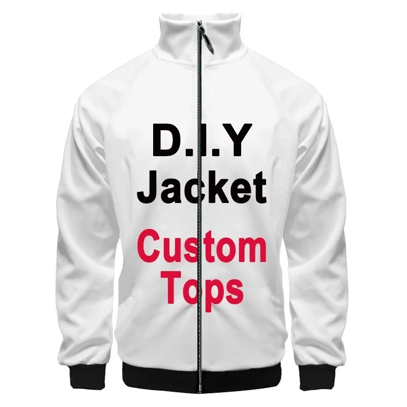 3D Fashion Custom Printed Zipper Stand Collar Jacket Men Women Factory Diy Personality Design Bild Alla färg 220713