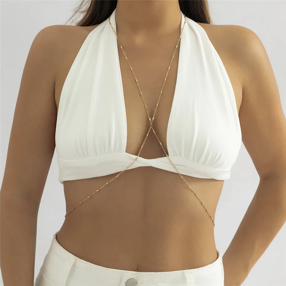 Sexy simples cruzamento de peito de peito barriga corda colar mulheres mulheres noivo noivo praia praia boho jóias acessórios de jóias
