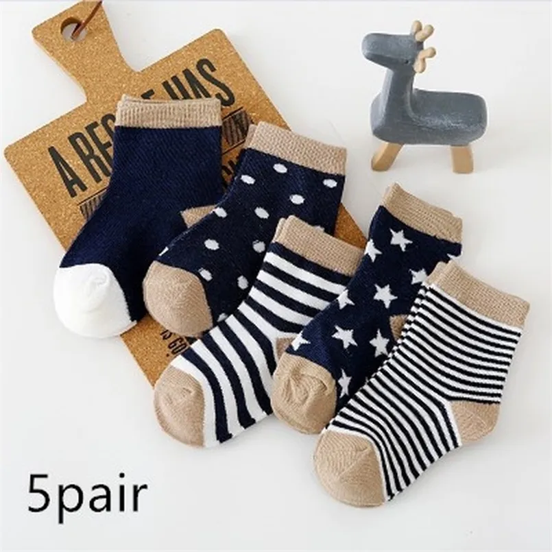 5 Pair/lot Children's Breathable Cartoon Socks Summer Kid's Middle-tube Soft Floor Baby's Toddler 220514