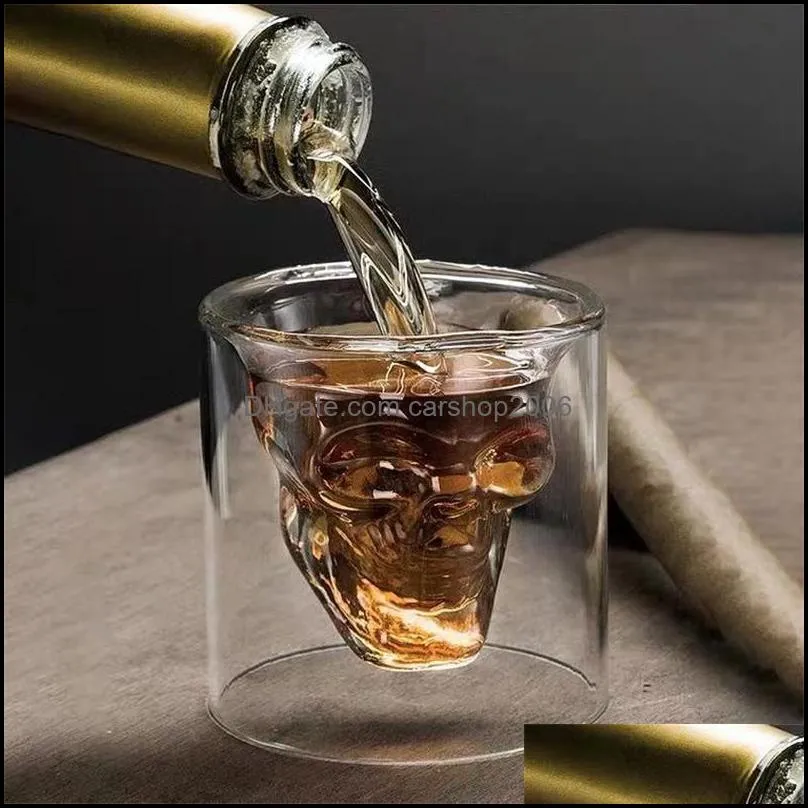 fashion 25ml wine cup skull glass shot glass beer whiskey halloween decoration creative party transparent drinkware drinking glasses