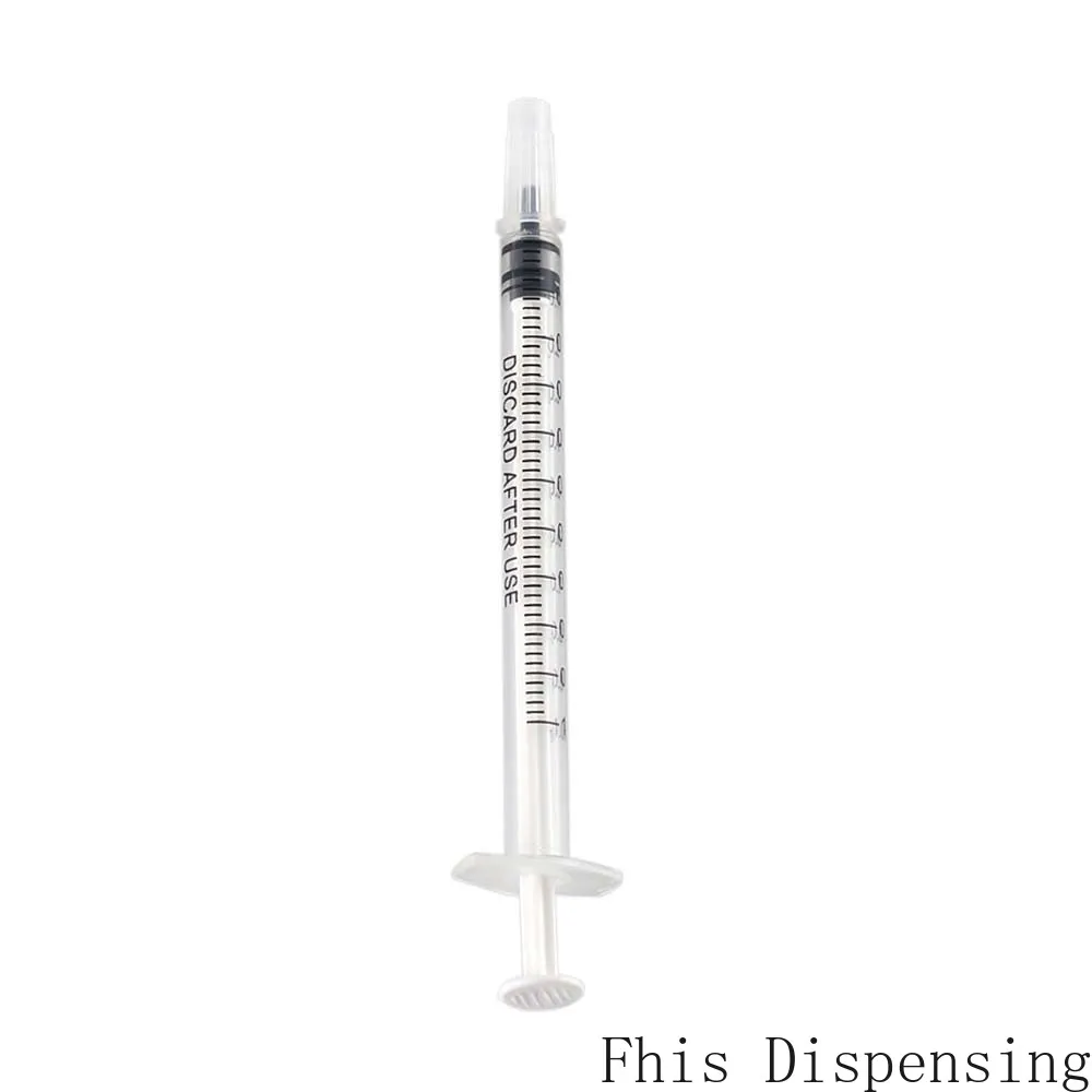 Dispensing-Syringes 1cc 1ml Plastic with Tip Cap Pack of 100