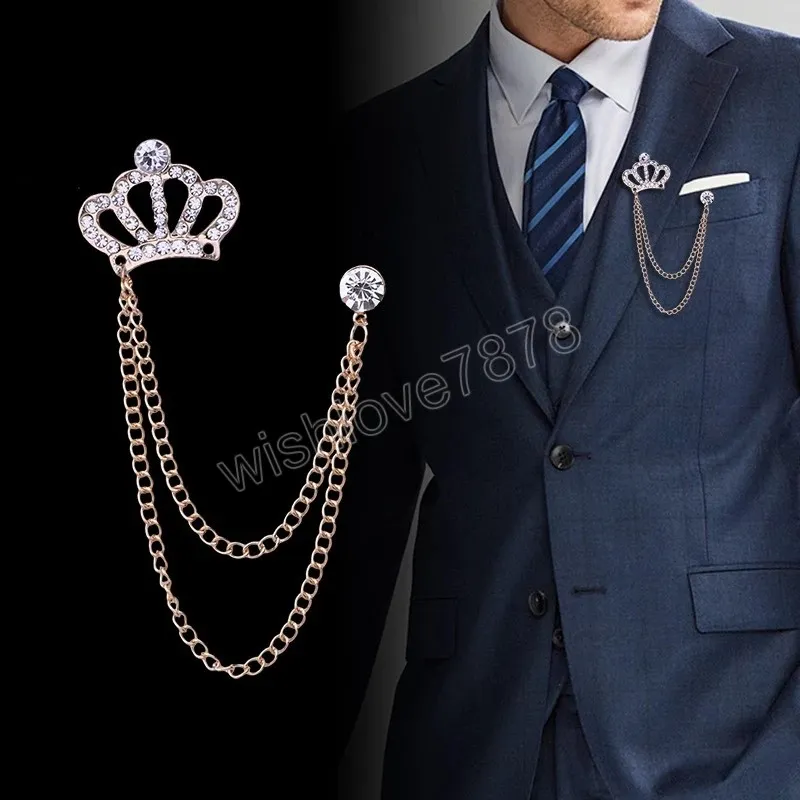 Huture 2PCS Men's Brooch Suit Pin Badge with Chains Brooch Buckle Chain  Collar Lapel Pin for Men Shirt Collar Pin Chain Brooch Decoration Metal Brooch  Pin Clips for Women Suit Tuxedo Tie