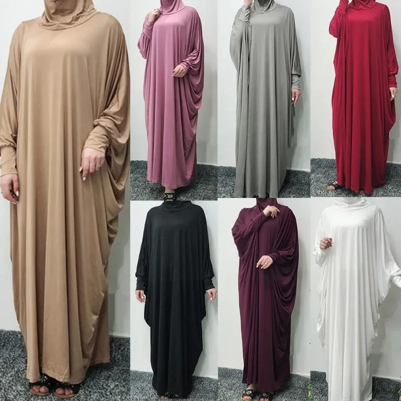 Vêtements ethniques Ramadan musulman One Pime Prayer Hijab Robe Habille Abaya Cover Dubai Jilbab Femmes Niqab Hooded Full Robe Modest I274Y