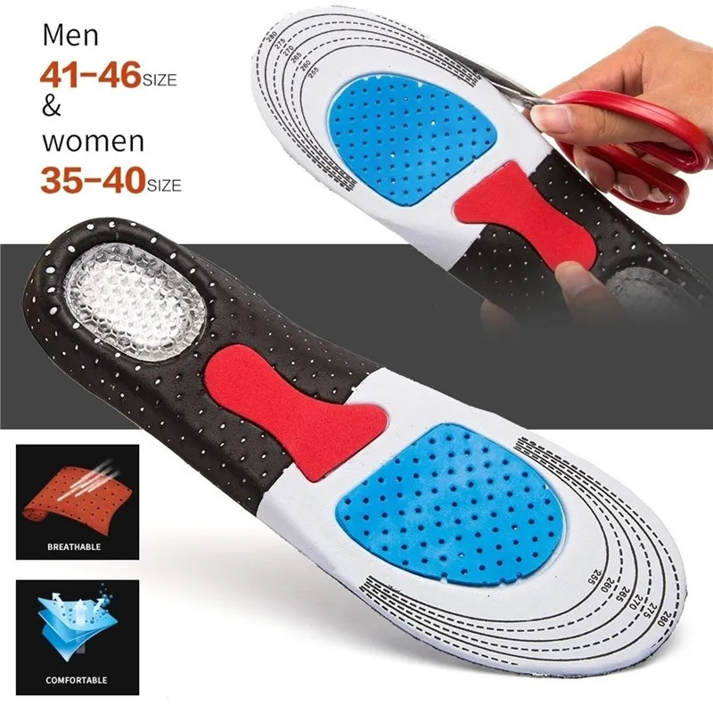 Unisex siliconen inlegzolen orthotische boogsteun sportschoen pad gel insols insert kussen voor wandelen wandelen.