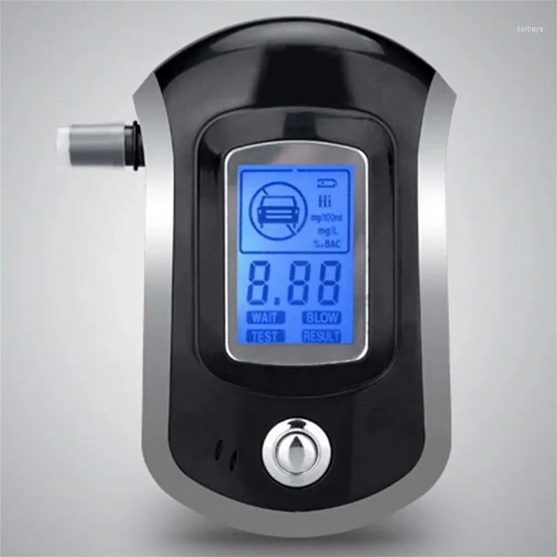 Analizzatore di etilometro digitale professionale per alcol tester per auto con display LCD e 5 bocchini elettronici