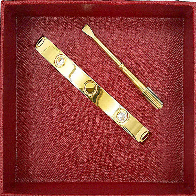Schroef designer sieraden gouden manchetarmband liefde designer armband bedel klassieke mode Met schroevendraaier roestvrijstalen sieraden zilveren heren