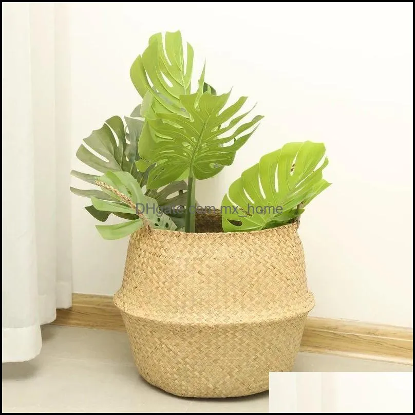 fashion foldable storage baskets laundry seagrass basket wicker flower pot flowers home housekeeping