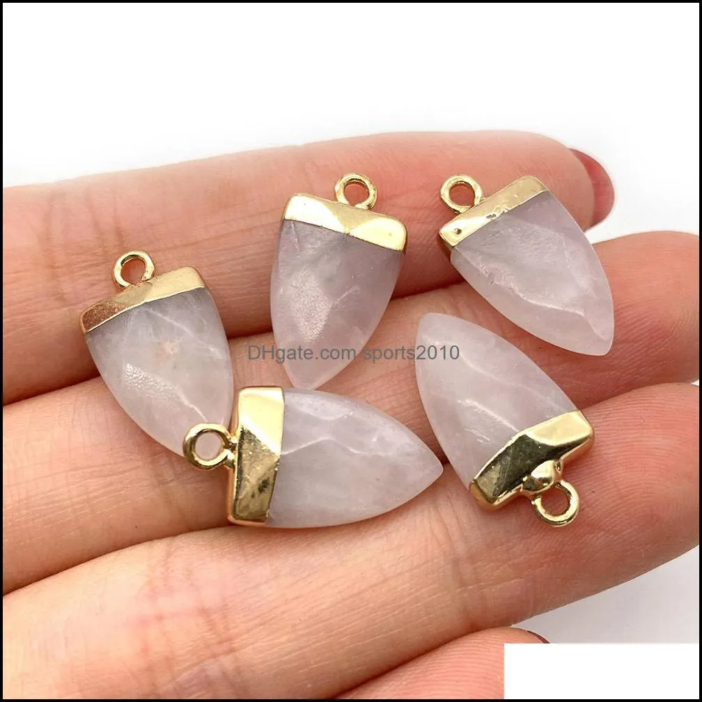 10x19mm gold edge natural crystal cone arrowhead stone charms rose quartz turquoise pendants trendy for jewelry making sports2010