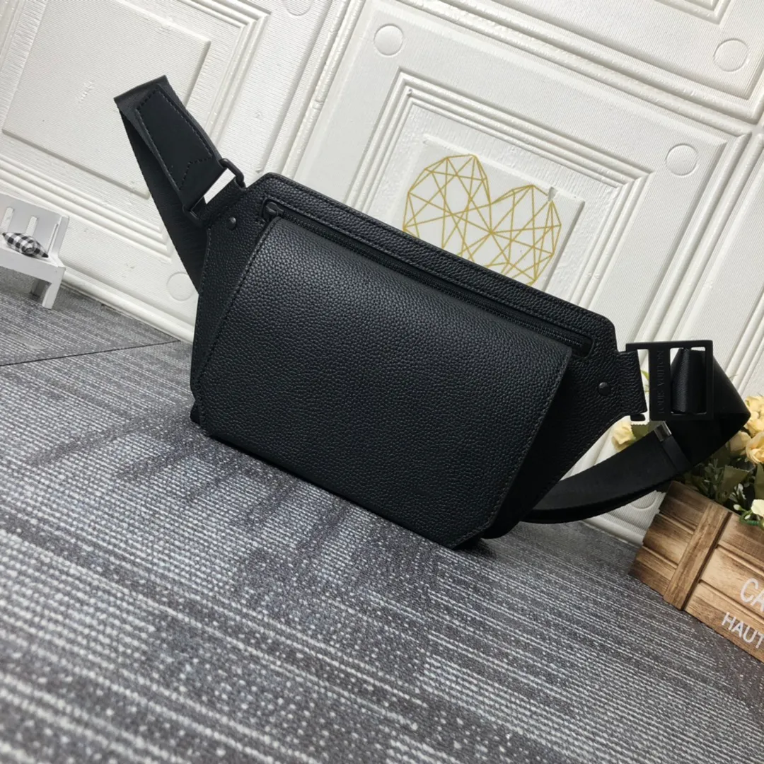 Herren neue Umhängetaschen schwarz Lichee Leder Mode Brieftasche Metall Hardware Klappe magnetische Schnalle Taille Tasche Avenue Sling Bag Mann Designer BumBag