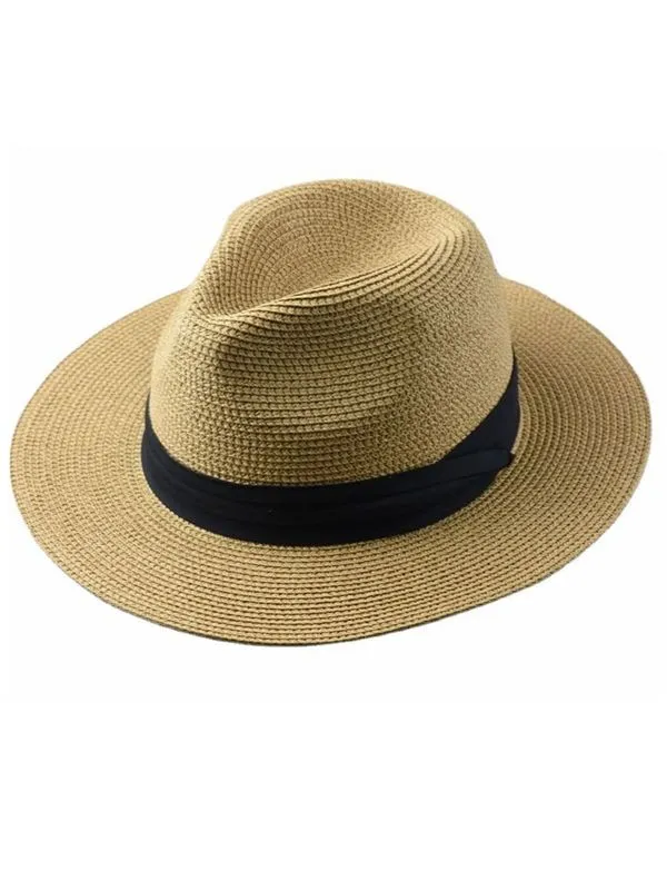 Wide Brim Fedora Hat For Men Stylish Straw Beach Hats Summer  display picture 3