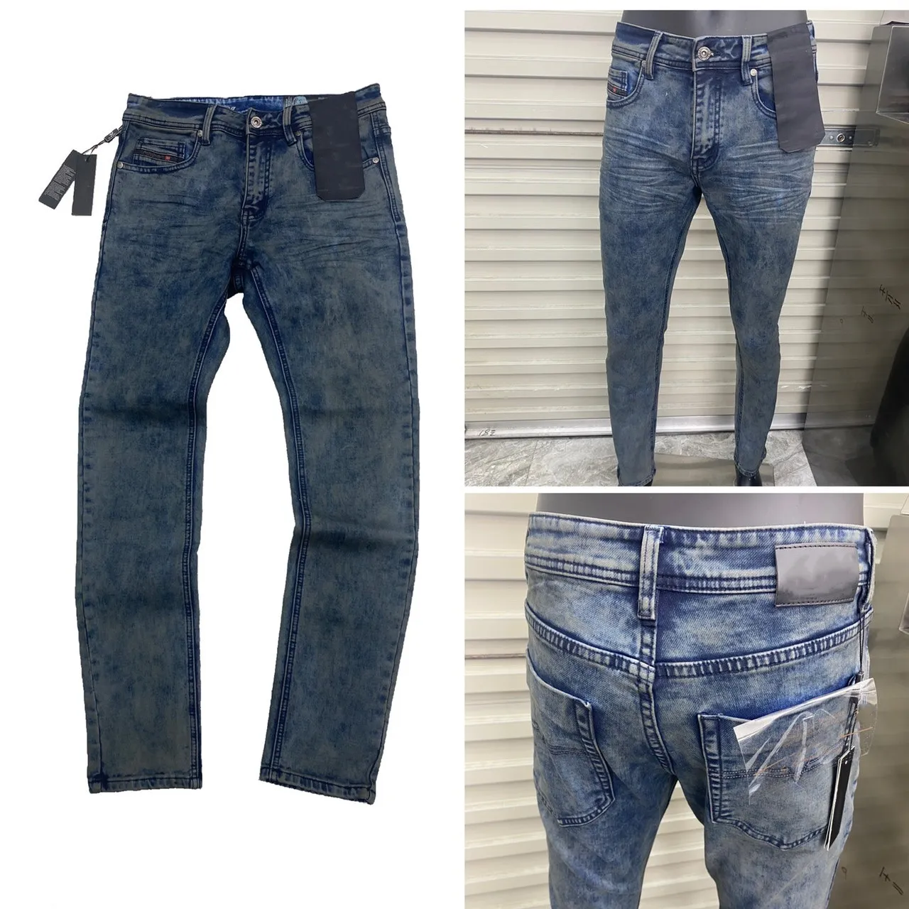 Designer męski dżinsy słynne marka myjona szczupła nogawka mucha mucha szczupła lekka stretch dżinsowa obcisła farbowanie Plaid Pants Rozmiar 29-40