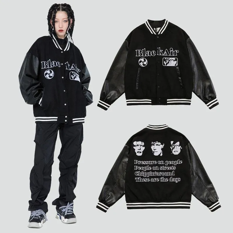 Jackets masculinos de desenho animado de desenho animado masculino bordado de retalhos de beisebol harajuku vintage streetwear superdizer estilo faculdade unissexmen's