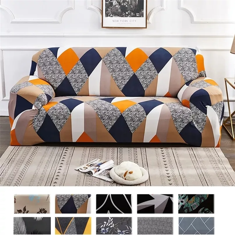 1 2 3 4 Seater Stretch Sofa Cover Sectional Elastic Slipcover for Living Room Couch L Shape Corner Armchair 220615