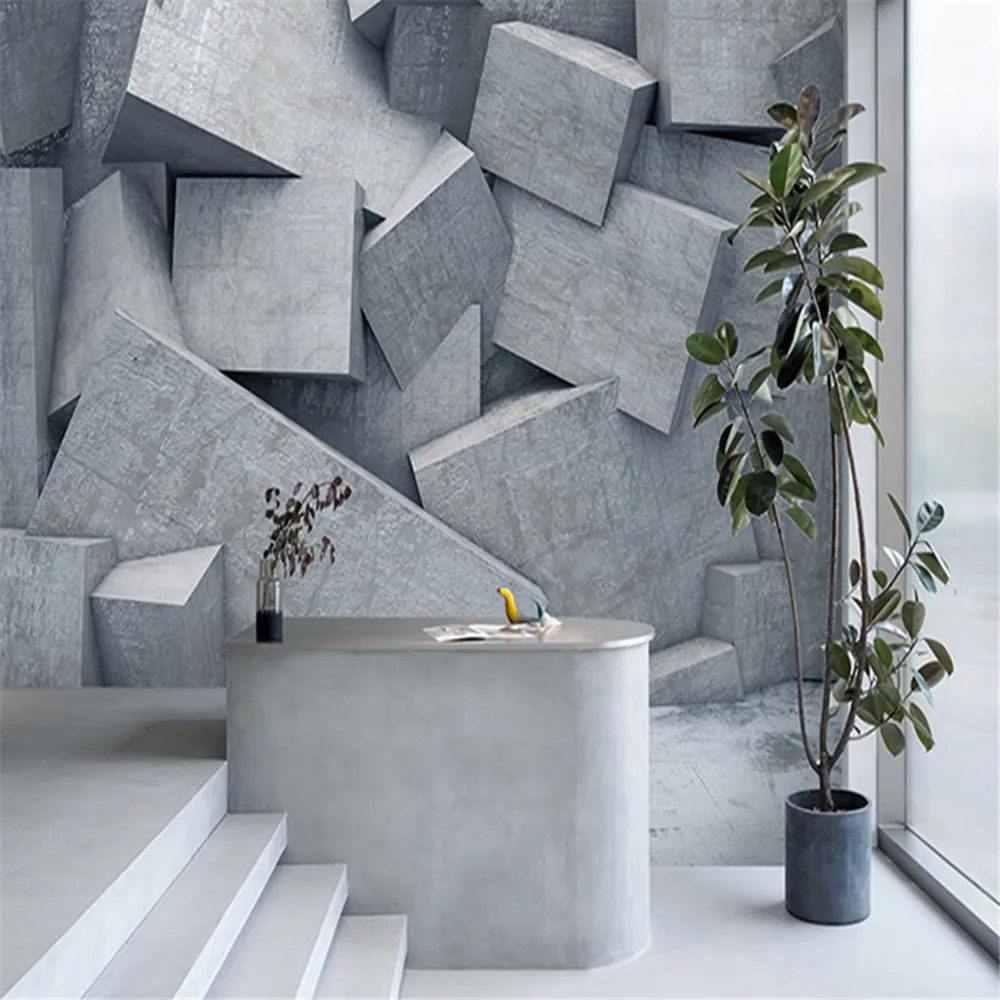 Personnalisé Photo 3D Space étendu Marbre Papier peint Moderne minimaliste gris pour salon Canapé Chambre à coucher Décor Mural Mural