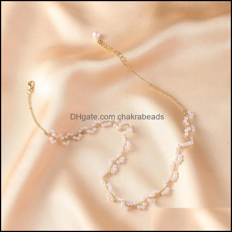 chains pearl beads necklace winding collarbone chain elegance temperament brief paragraph necklacechains