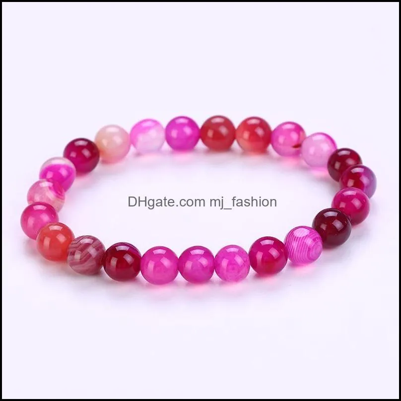 8MM Strand Natural Stone Healing Crystal Stretch Beaded Bracelet Women Men Fashion Handmade Precious Gemstone Round Bracelets Jewelry