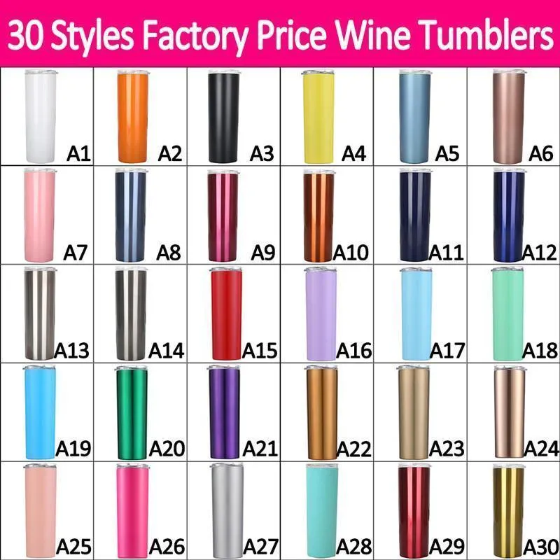 30 Styles 20 oz Tumblers Vacuum Insulated Mugs Stainless Steel Cups Double Wall Wine Tumbler Water Drinking Bottles FY4487 0423