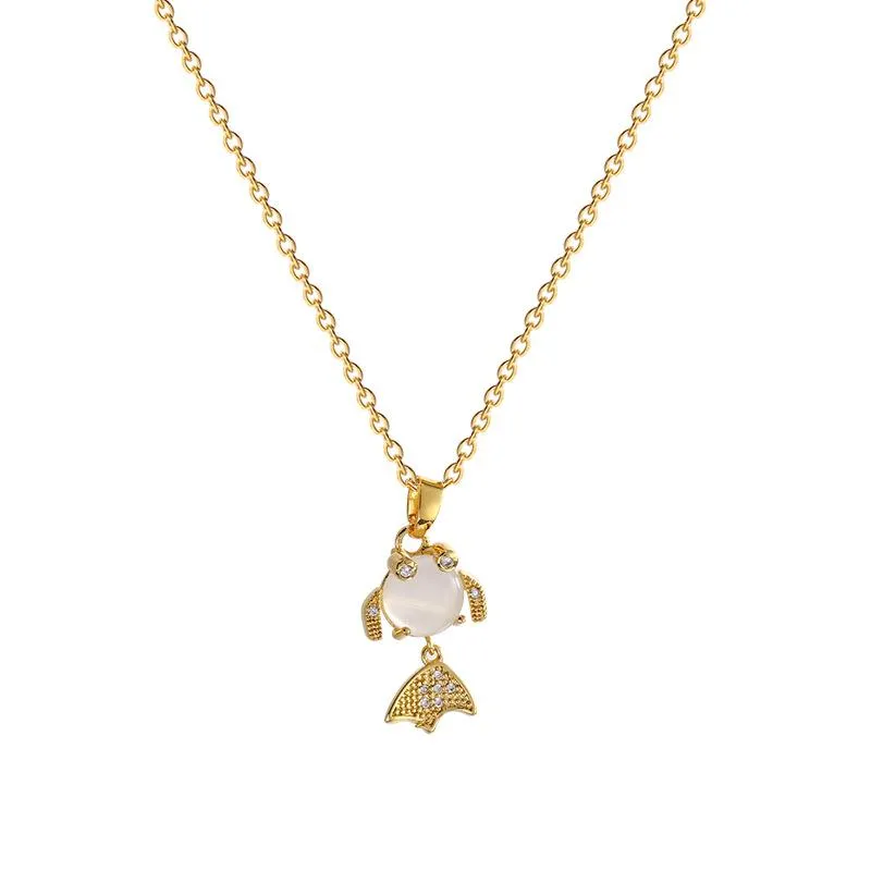 Цепи Золотая рыбка титановое стальное ожерелье Женское общечаточное опаловое микро-цепи