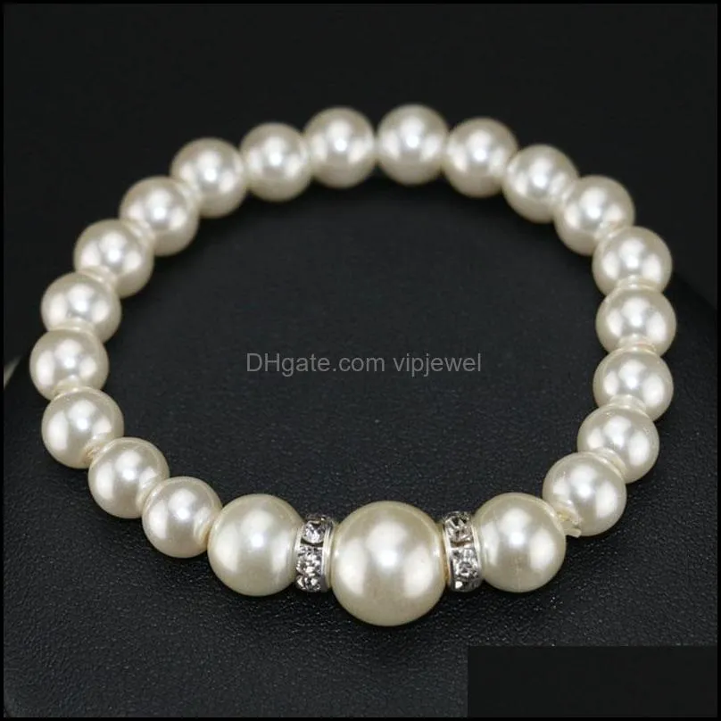 beaded pearl necklaces bracelets earrings jewelry 3pcs sets bride wedding birthday party club fashion accessories for women girl