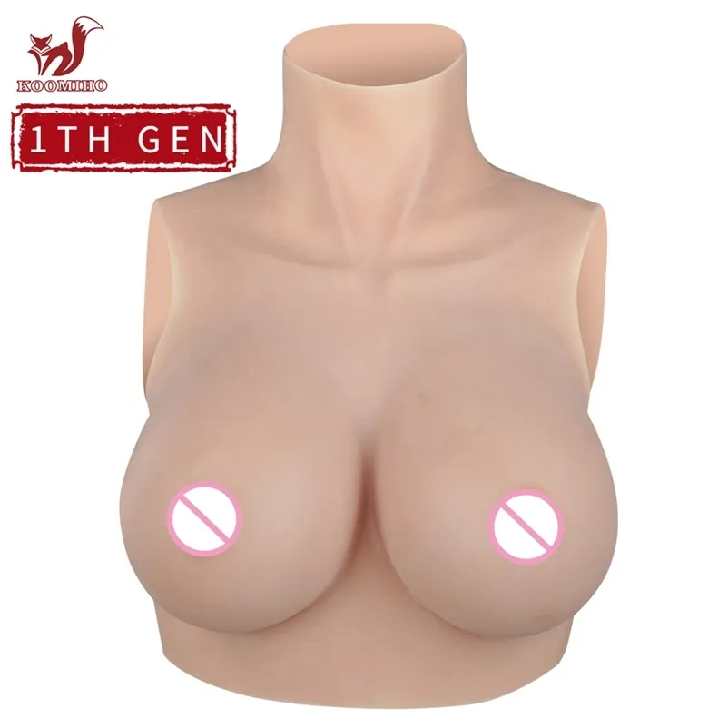 KOOMIHO Silicone Breast Forms A/B/C/D/E/G/H Cup Huge Fake Boobs Transgender Drag Queen Shemale Crossdresser Beginner 1TH GEN 220716