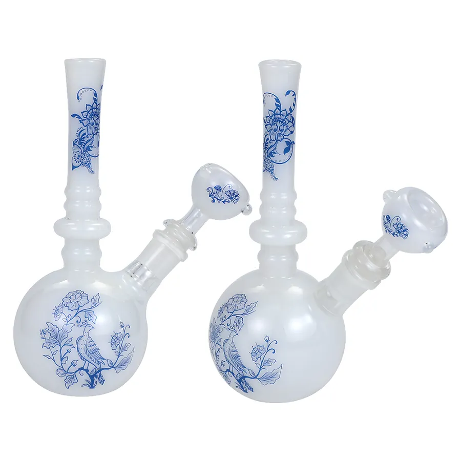 blue and white porcelain water hookah Chinese style colorful smoking glass oil rig bong pipe style A