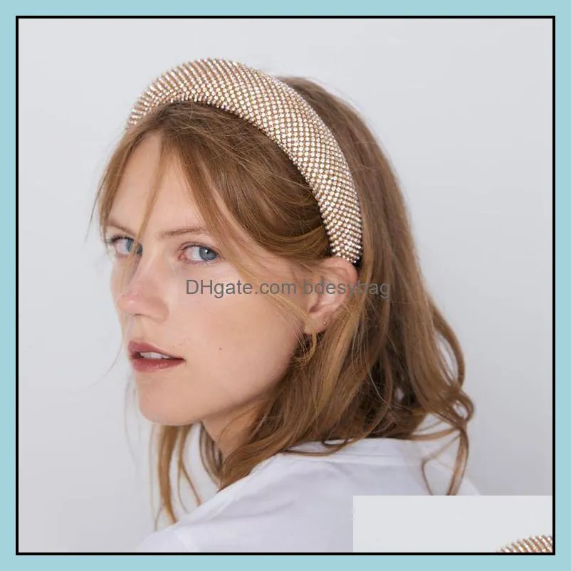 new design baroque hairband rhinestones headbands for women full diamond hair hoop hairbands wedding bridal hair jewelry