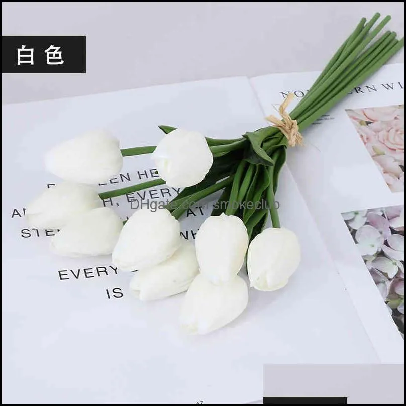 10pcs/set Artificial Tulip Calla Lily Simulation PU Fake Flower Wedding Decoration Party Hotel Home Decor Plants