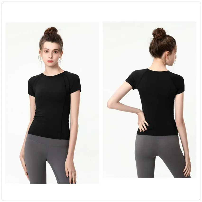 LL Meisjes Yoga Elastische Top Dames T-shirt met korte mouwen Ademend Fitness Professionele yogakleding Sport Dames Light348S