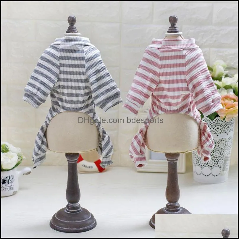 New Fashion Spring Summer Dog Clothes Dog Vest Dogs Pets T Shirts Four Legs Sleeve Stripe Polo T-shirt Tracksuit Pet Clothing