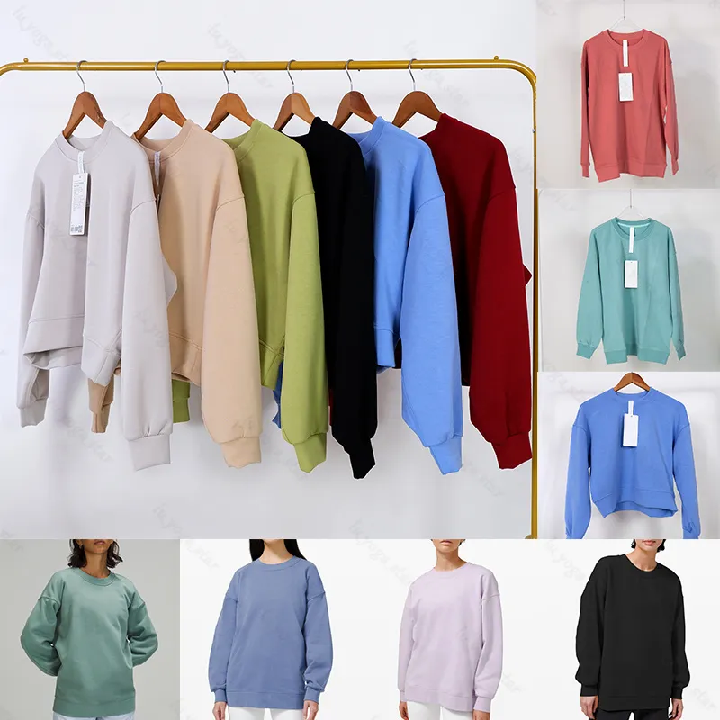 Sweatshirts Yogakläder perfekt överdimensionerade hösten Fashion Edition hoodies tröja sport rund hals långärmad avslappnad lös